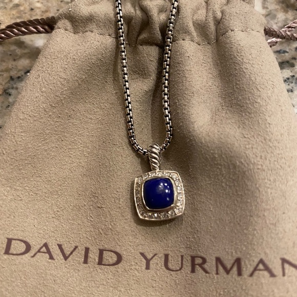 Authentic David Yurman Petite Albion 7mm Lapis Lazuli & Diamond Necklace